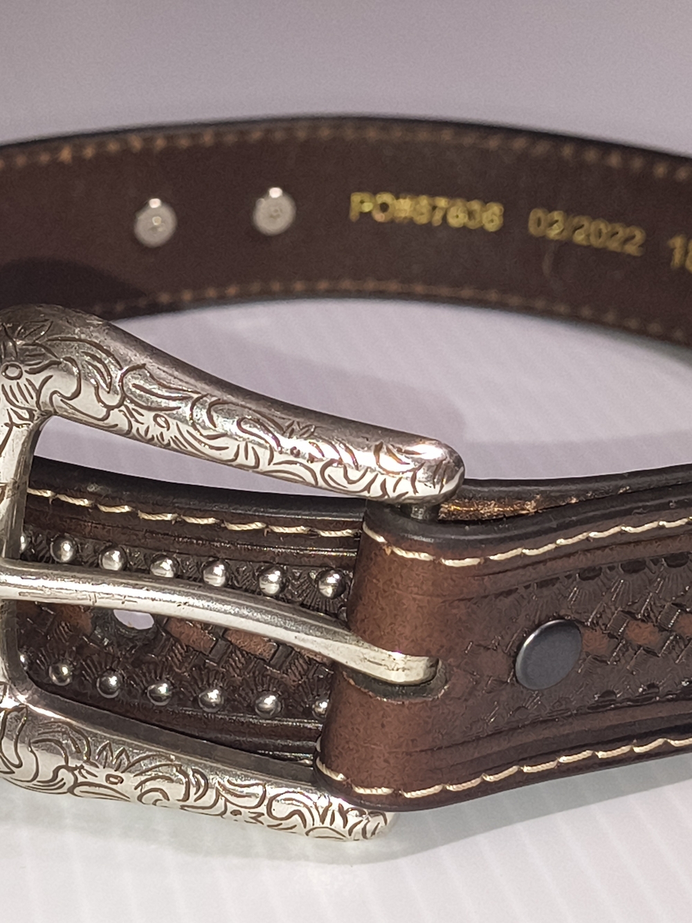 Authentic Ariat Kid's Premium Tooled Leather Western Belt 22 Inch NWOT